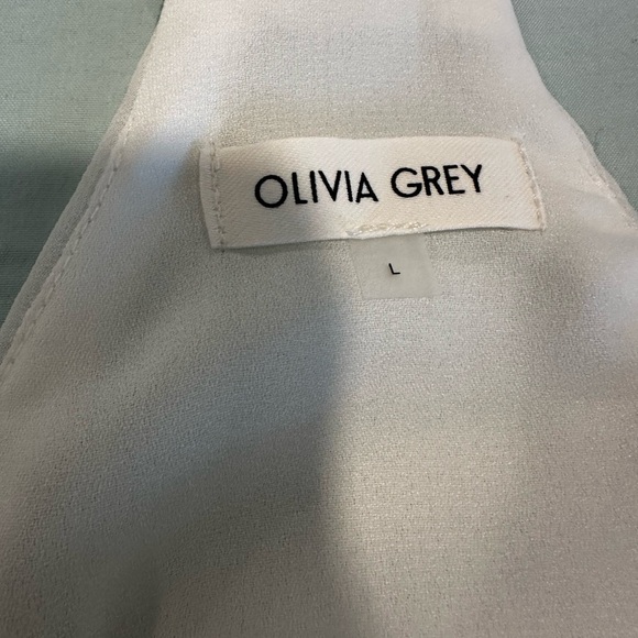 Olivia Grey Women’s Large Bright White Adjustable Spaghetti Strap Halter Blouse. - Picture 11 of 11